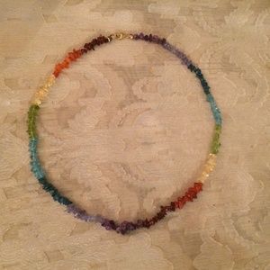 NYC II Multi Gemstone Exotic Rainbow Chip Necklace